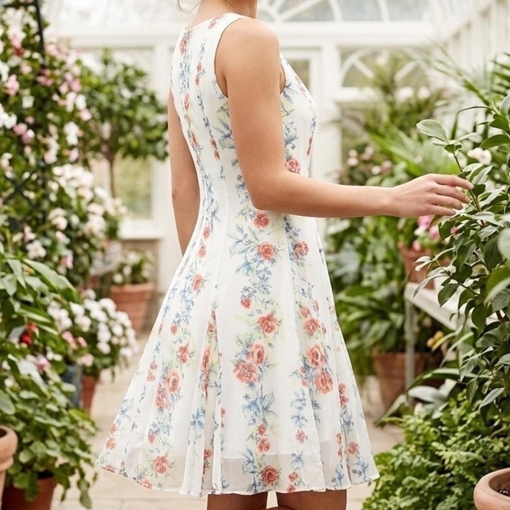Disney Alice Through Looking Glass Colleen Atwood Floral Chiffon Dress White S